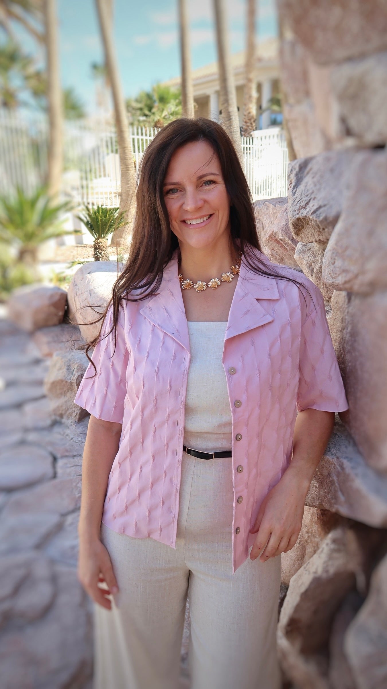 Mauve Button-Down Top