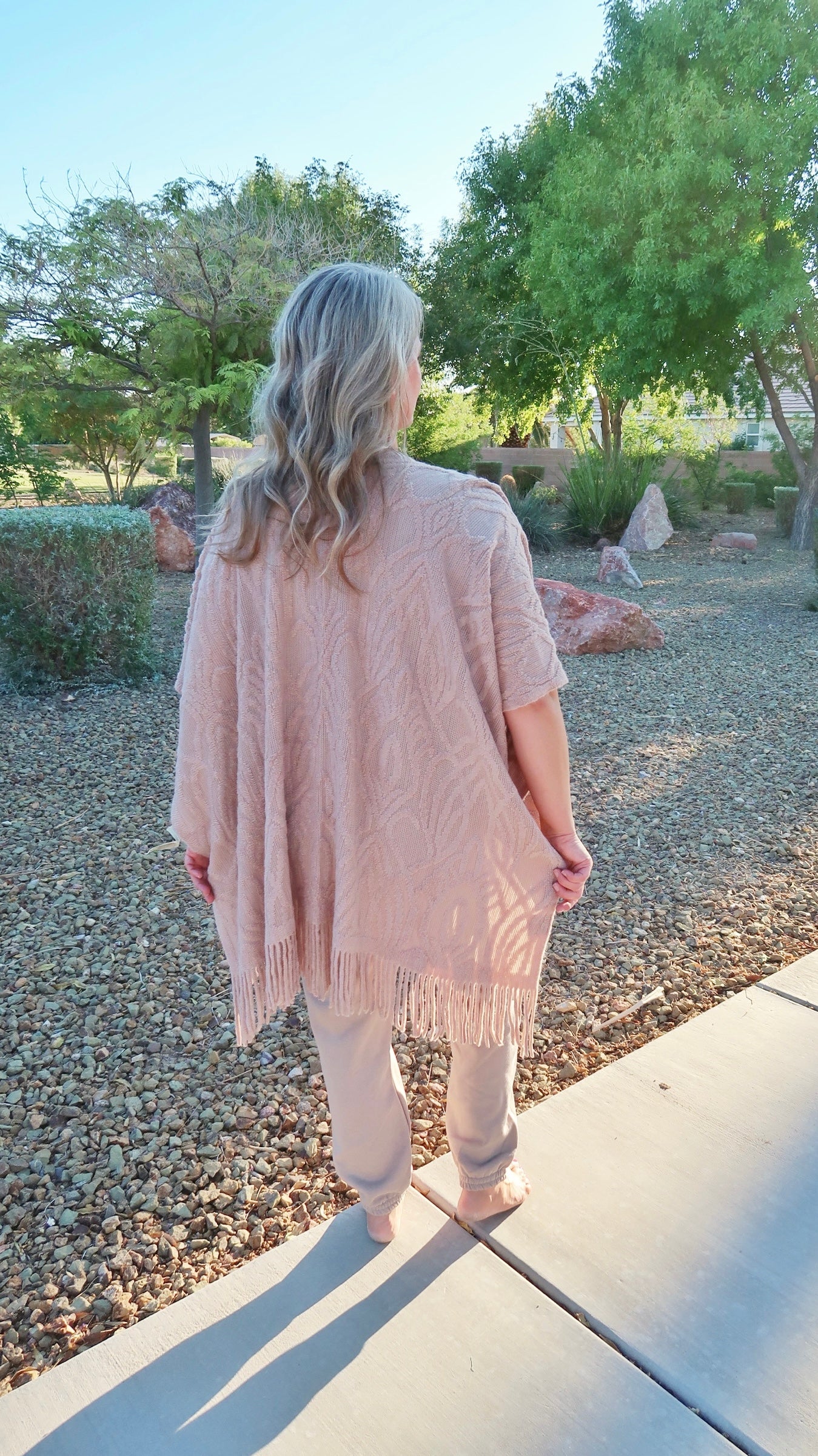 Embossed Pattern Ruana Wrap- alohi gold apparel