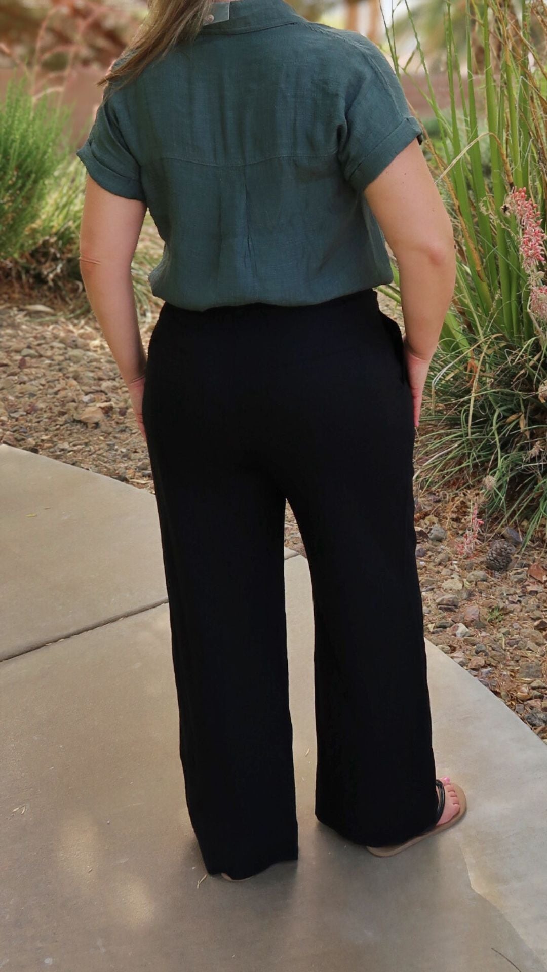 Black Linen Wide Leg Pants