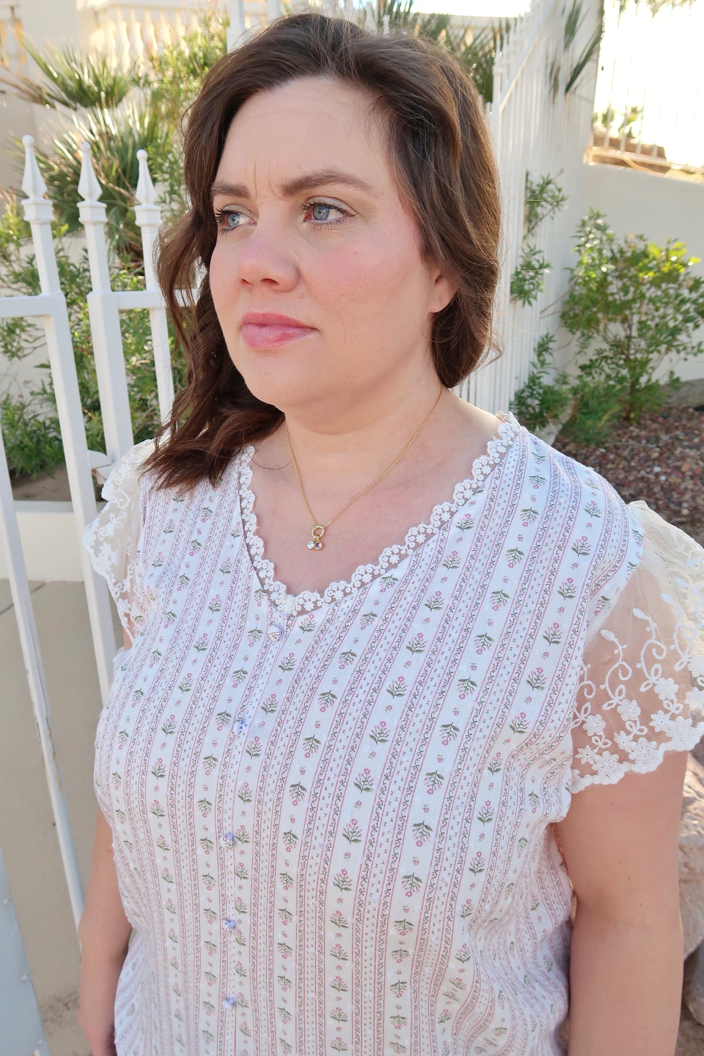 Floral Lace Trim Top