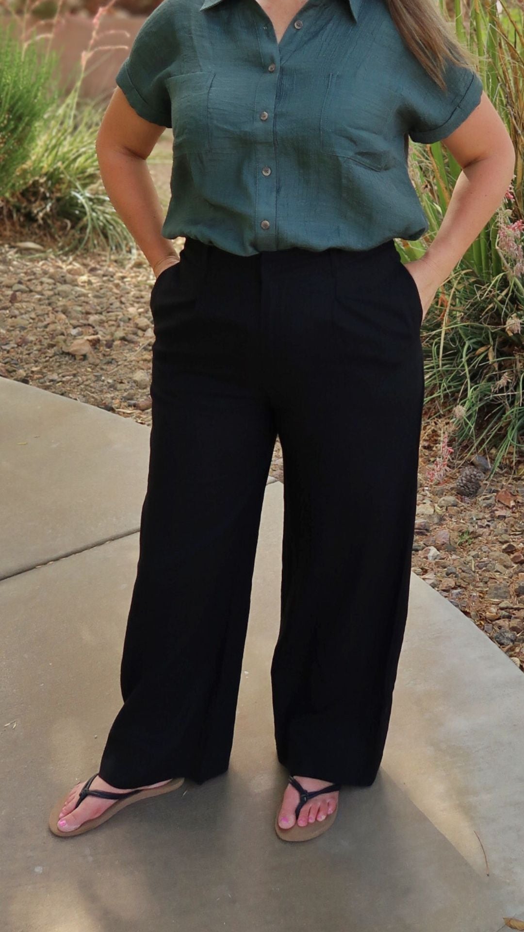 Black Linen Wide Leg Pants