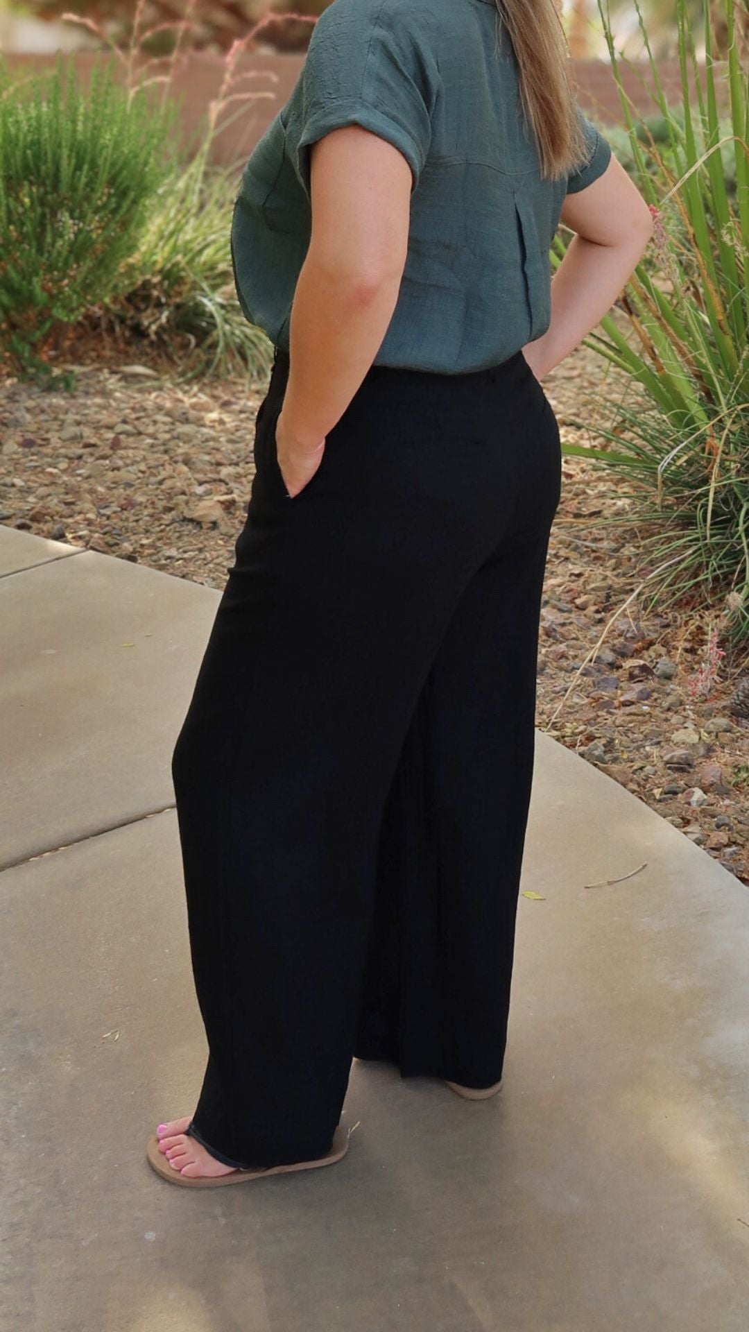 Black Linen Wide Leg Pants