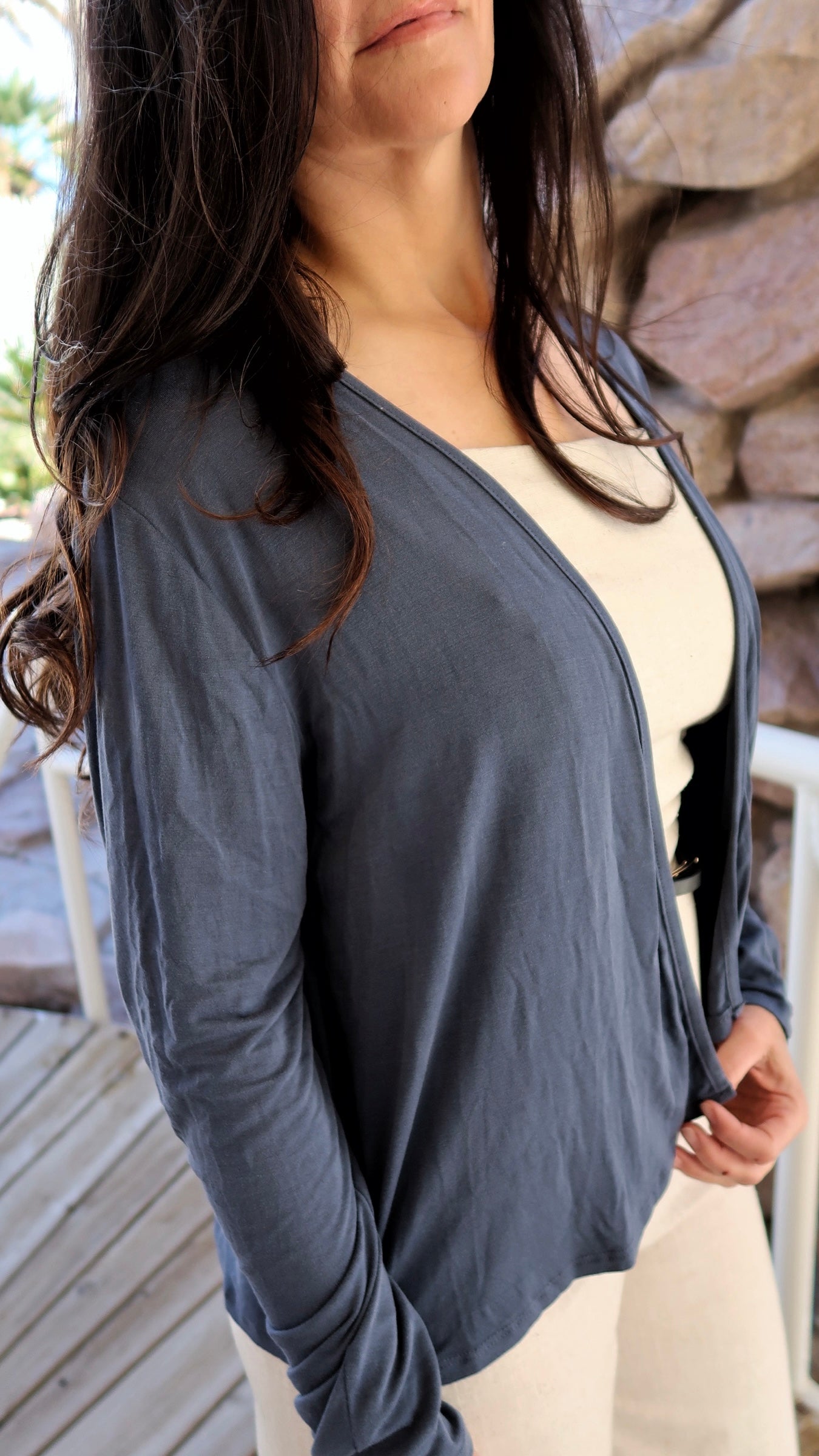 Island Night Navy Cardigan- Alohi Gold Apparel