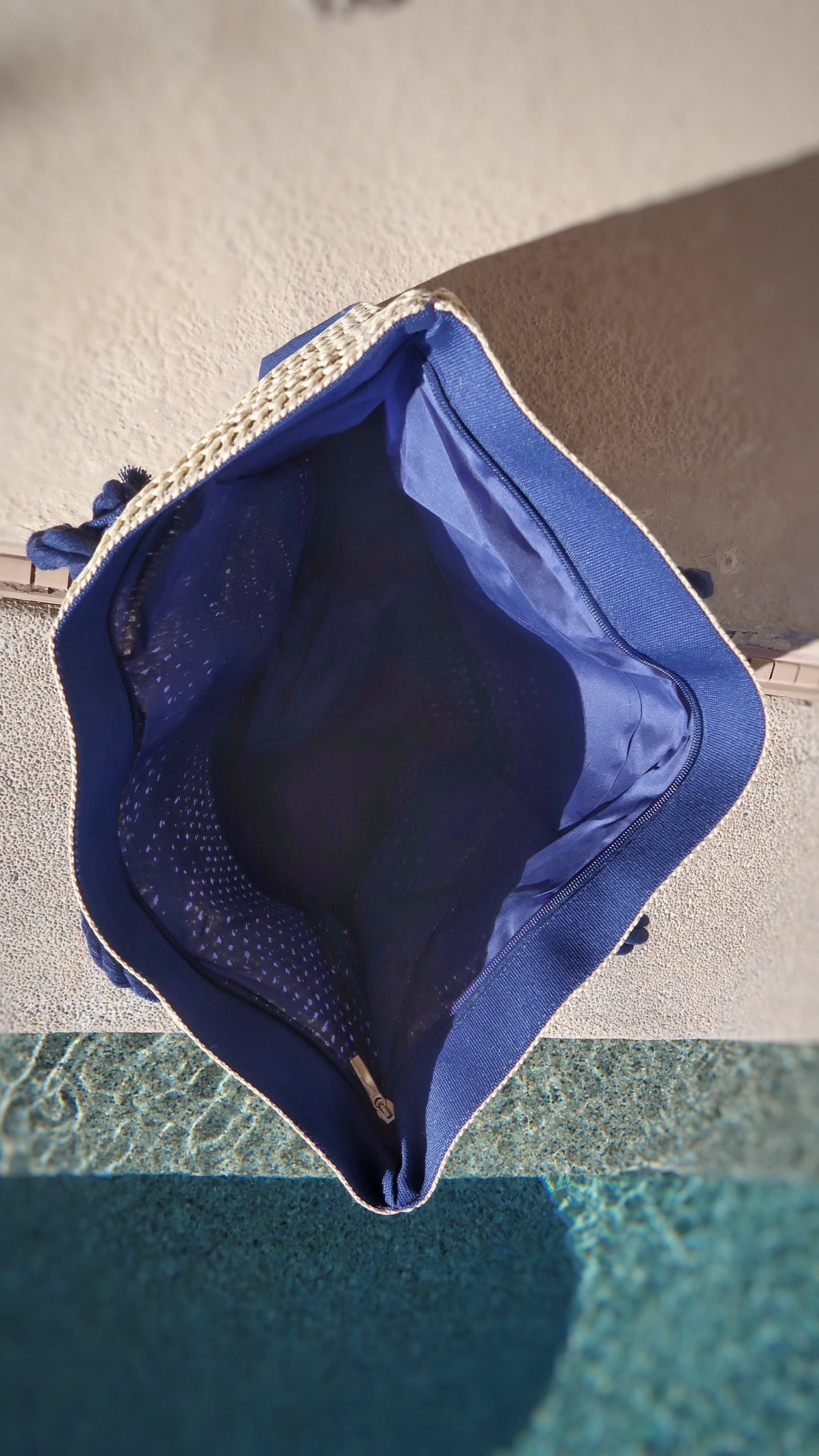 Navy wicker BEACH bag