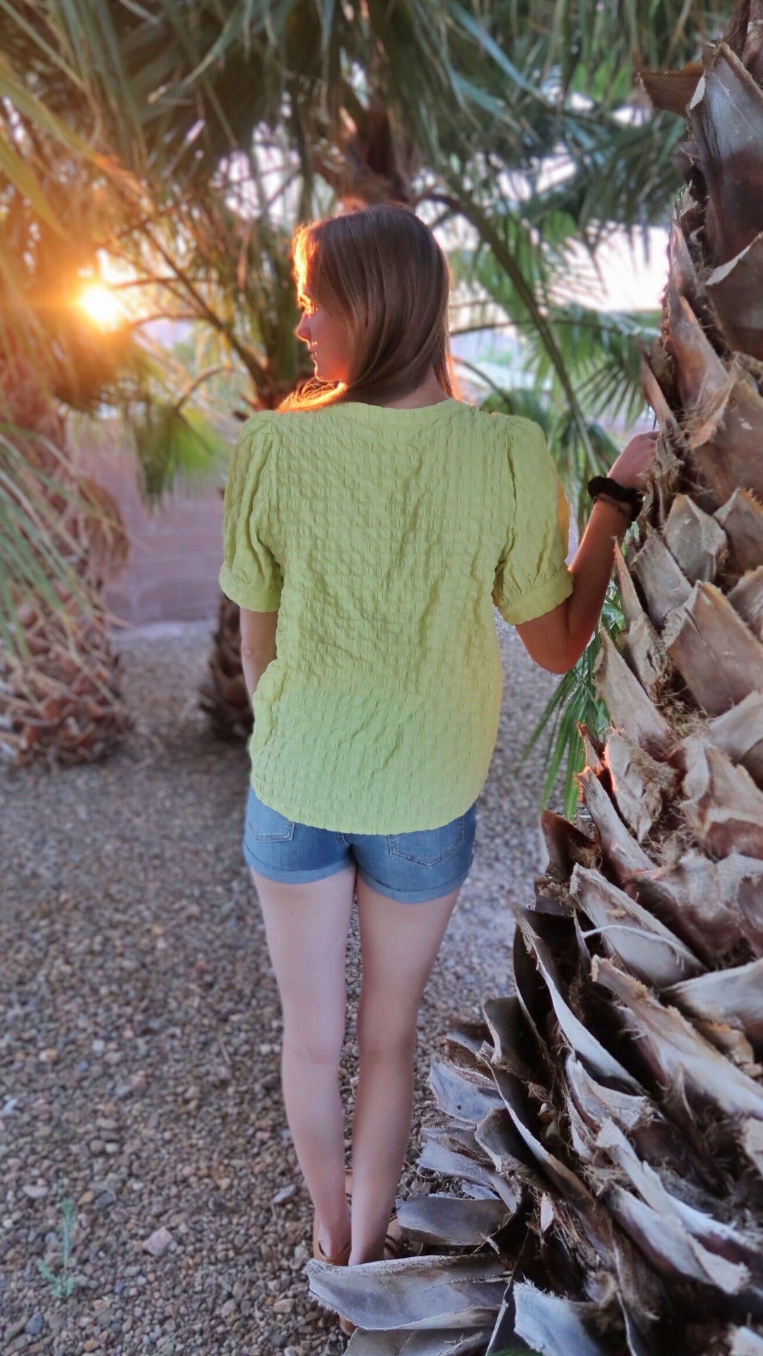 Lemon Green Textured Top- Alohi Gold Apparel