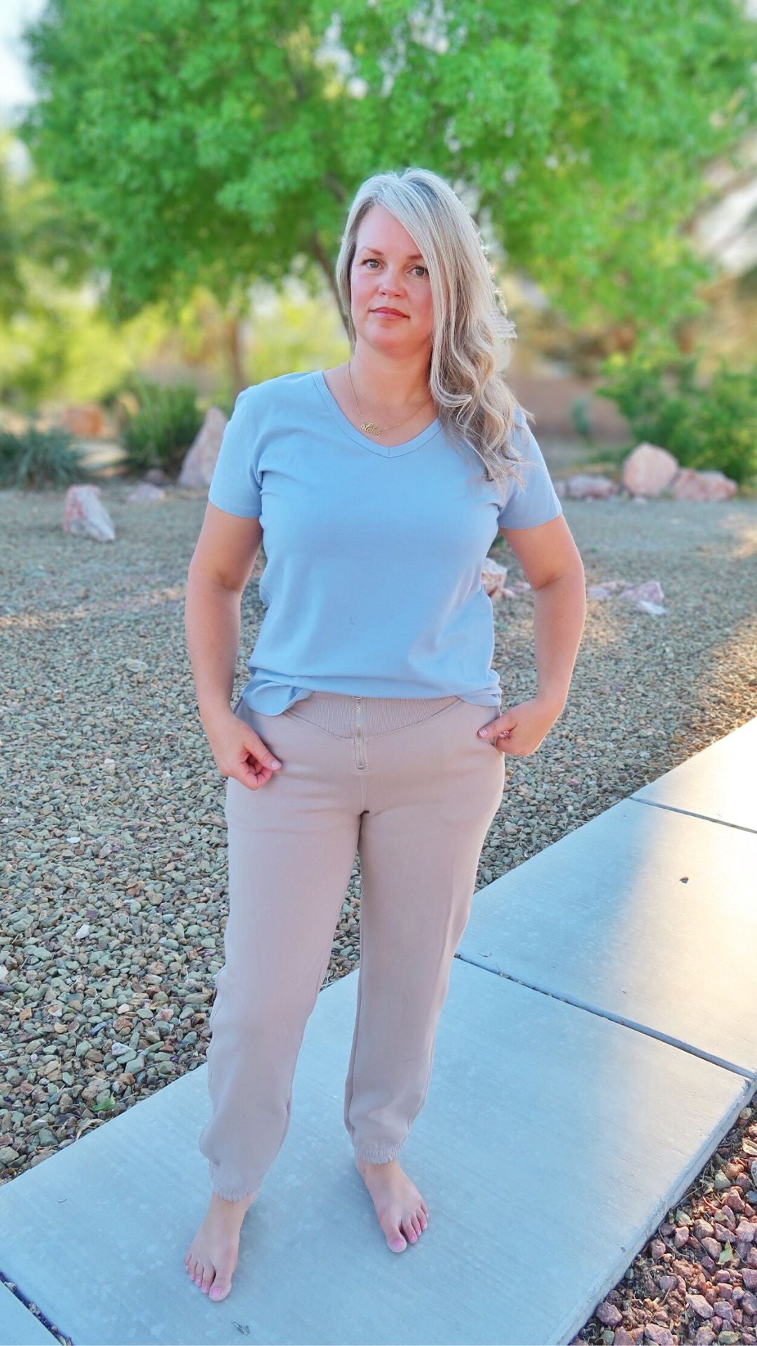 Sky blue women’s T-shirt – Alohi gold apparel 