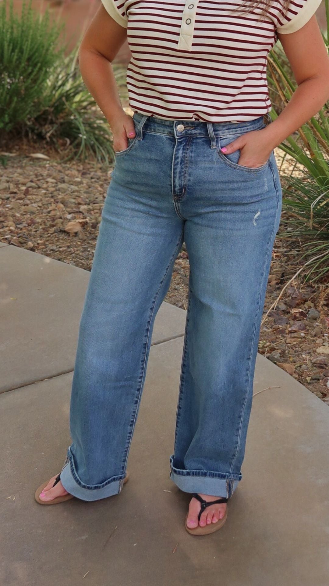 KANCAN HIGH RISE CUFFED LEG JEANS