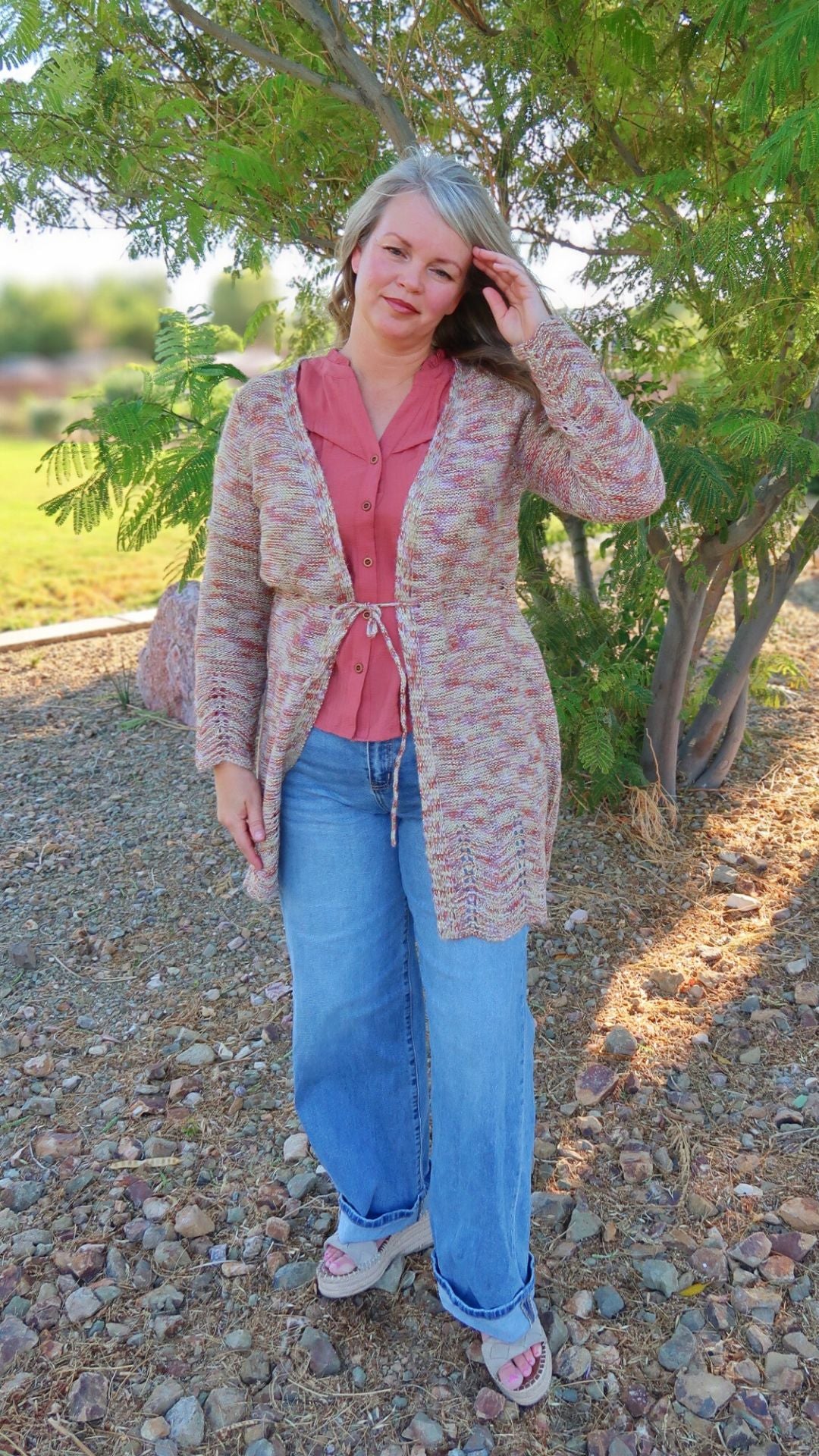 Fall Colors Long Sleeve Cardigan-alohi gold apparel