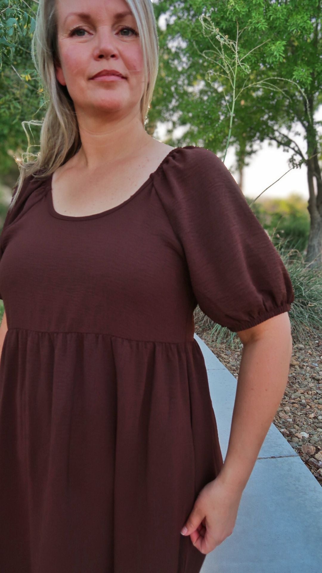 Chocolate color midi dress – Alohi gold apparel