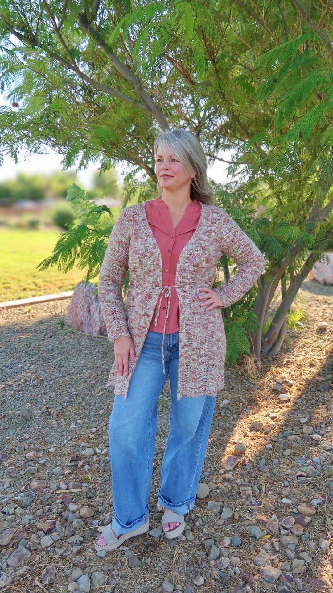 Fall Colors Long Sleeve Cardigan-alohi gold apparel