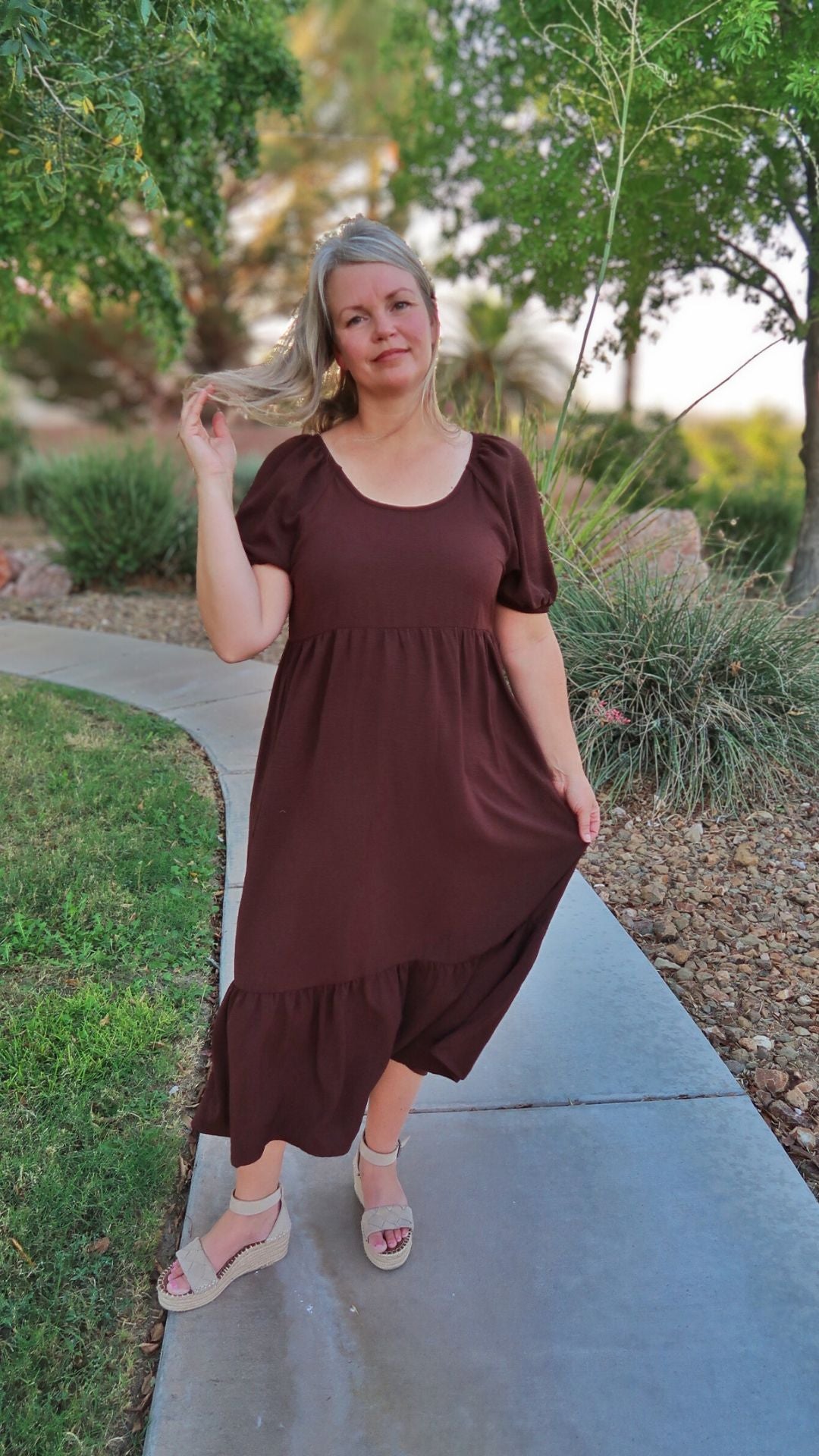 Chocolate color midi dress – Alohi gold apparel