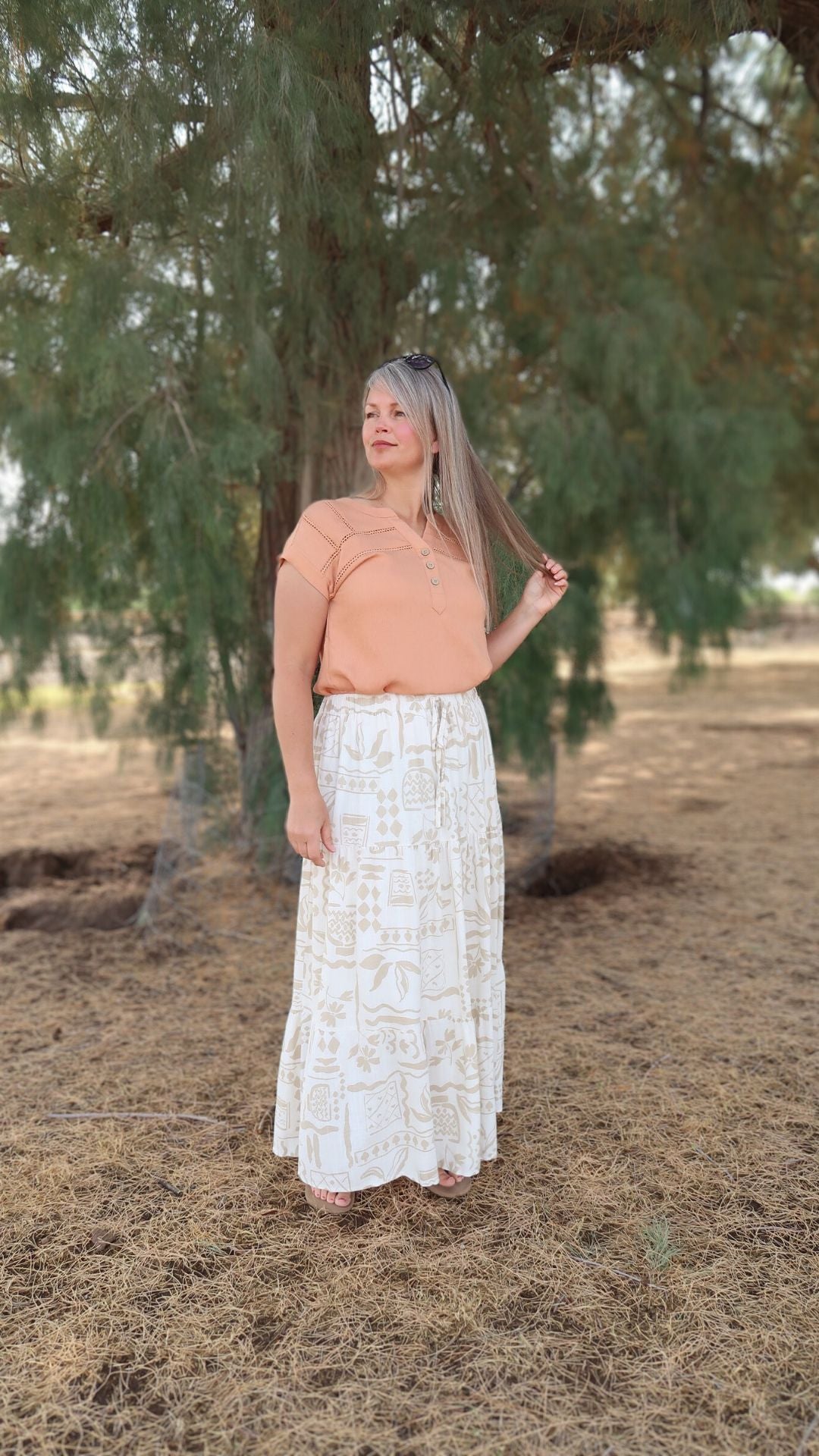 Boho Print Midi Skirt- Alohi Gold apparel