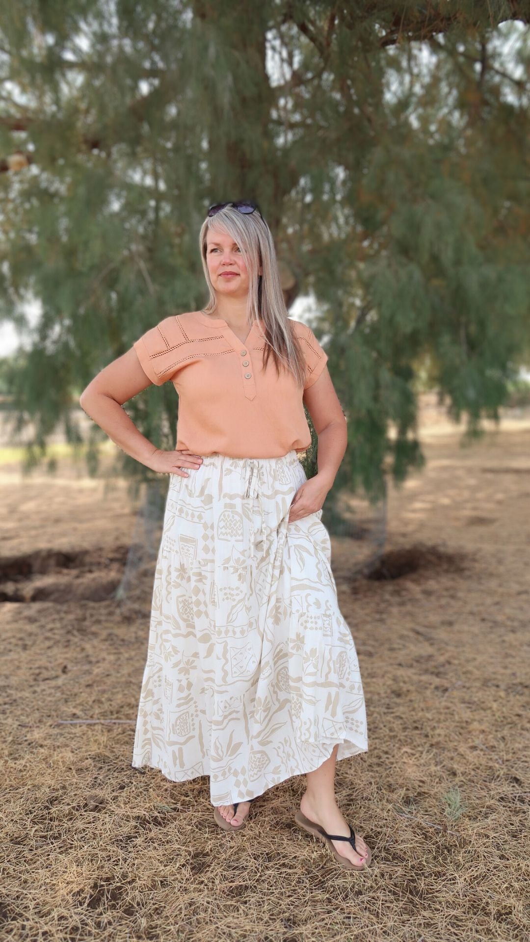 Boho Print Midi Skirt