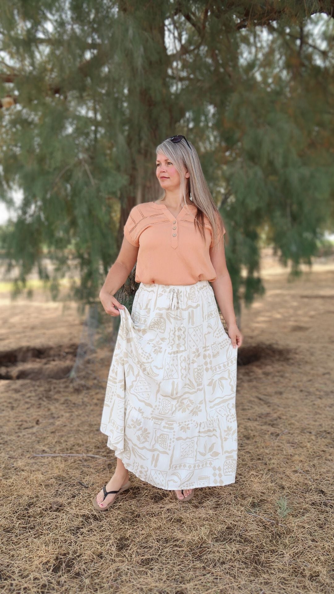 Boho Print Midi Skirt
