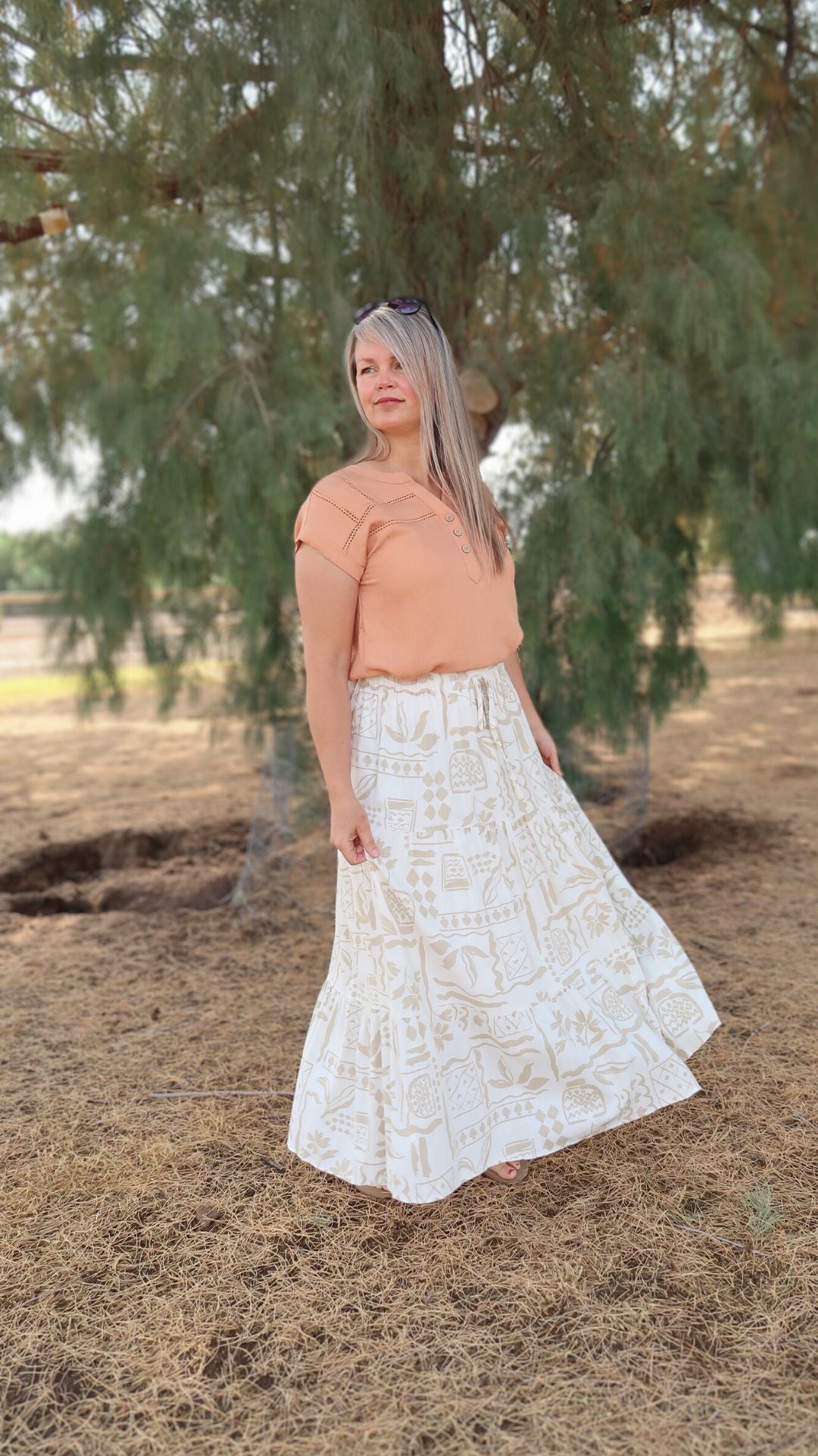 Boho Print Midi Skirt