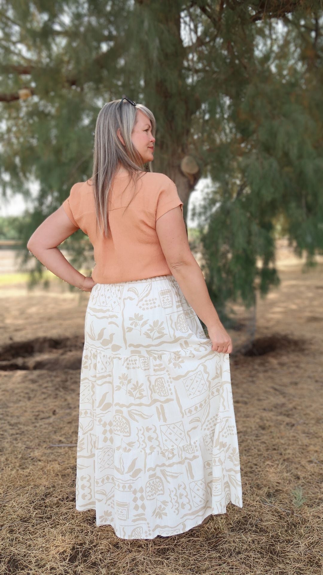 Boho Print Midi Skirt