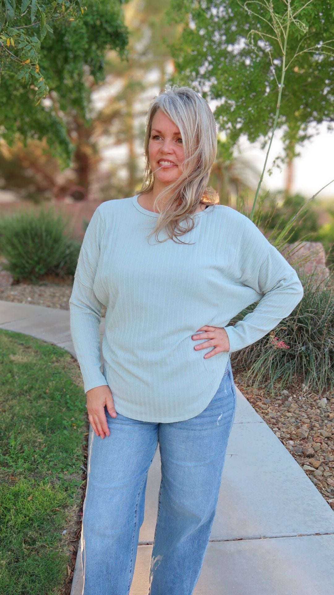 Women’s Sage Ribbed Top - alohi gold apparel