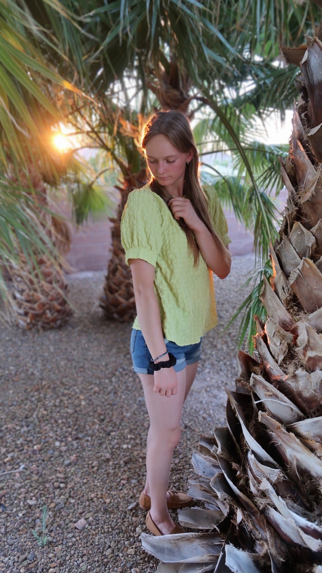 Lemon Green Textured Top- Alohi Gold Apparel