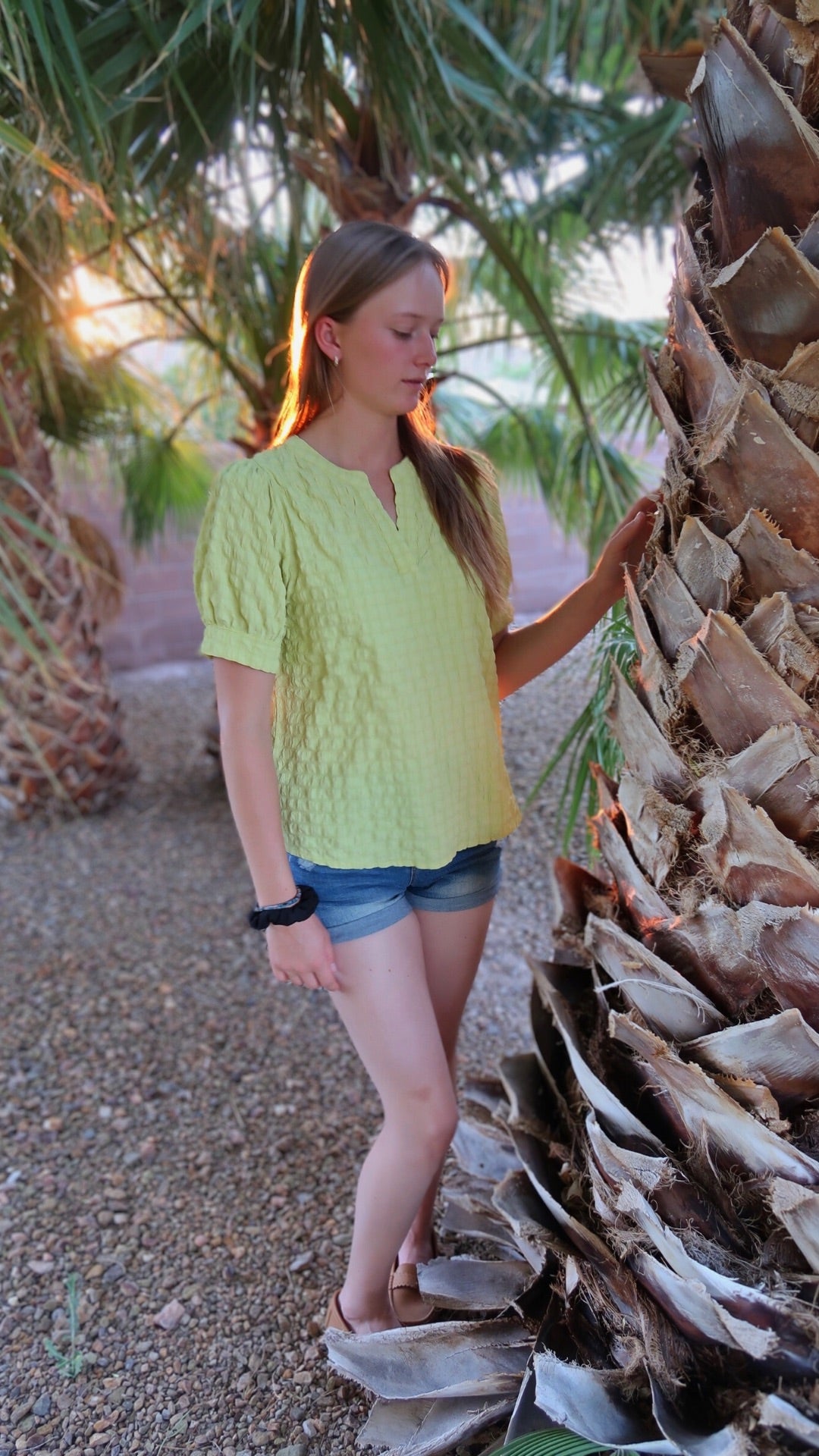 Lemon Green Textured Top- Alohi Gold Apparel