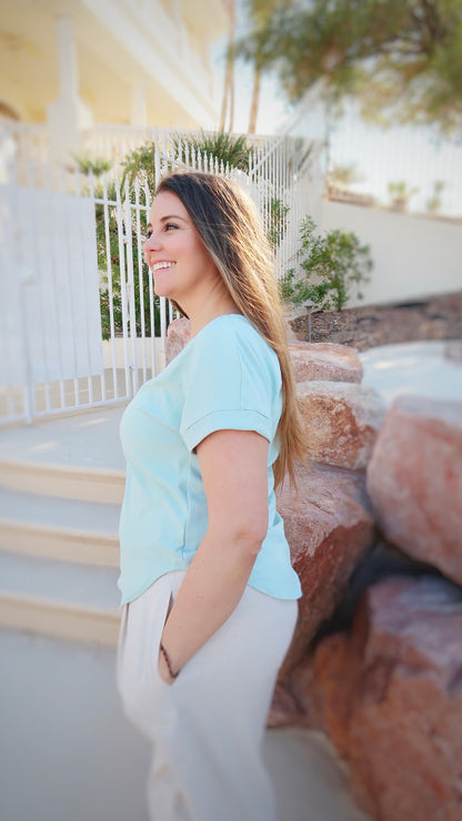 Silver Palm V-neck Top