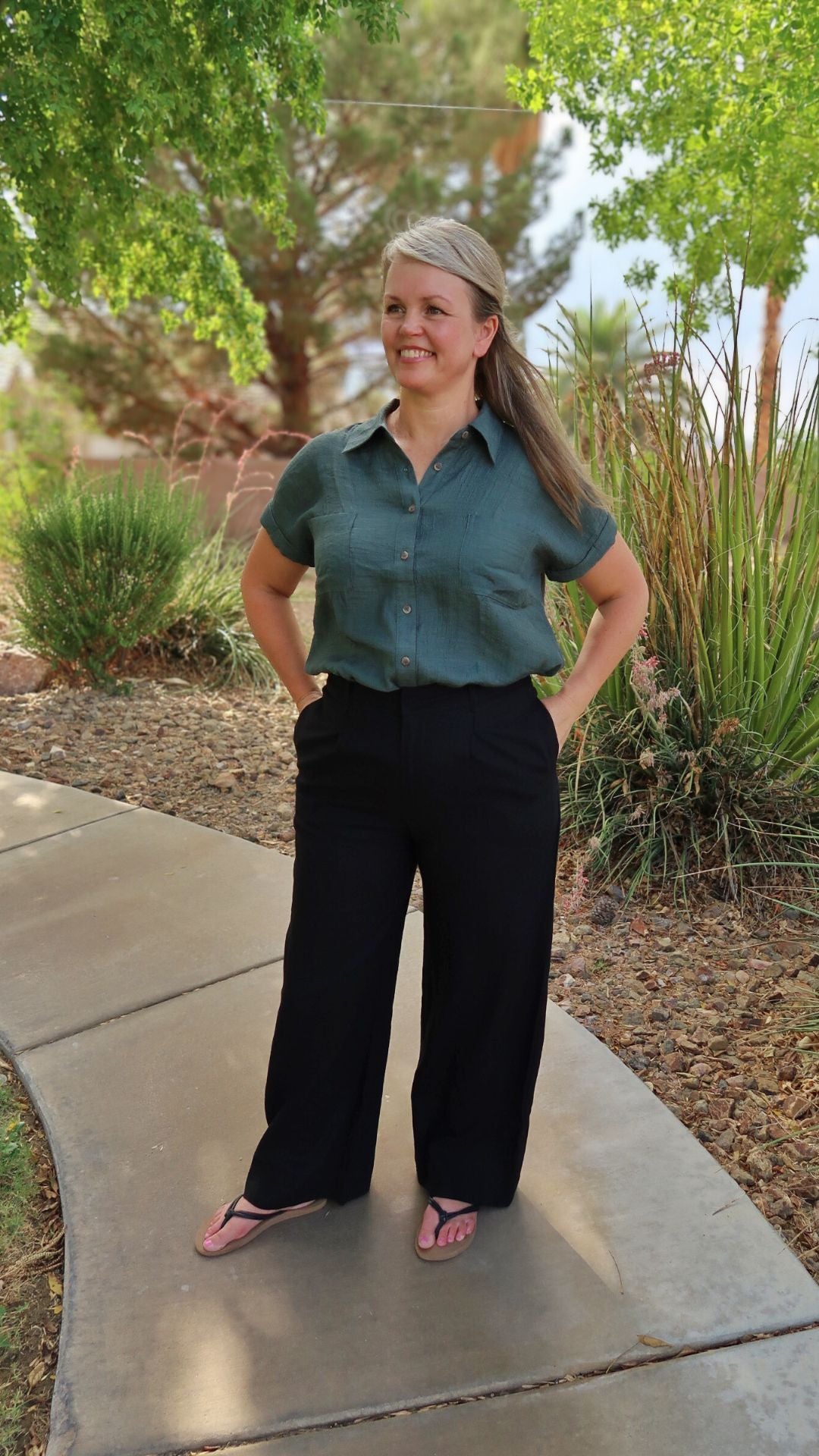 Forrest Green Button Down Top