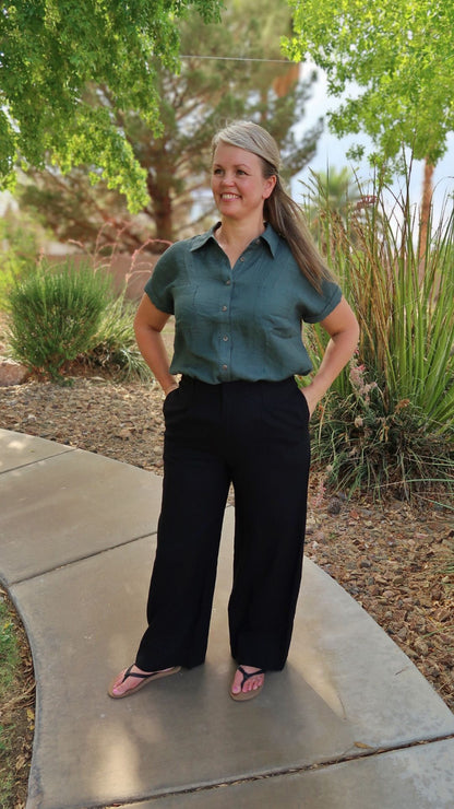Forrest Green Button Down Top