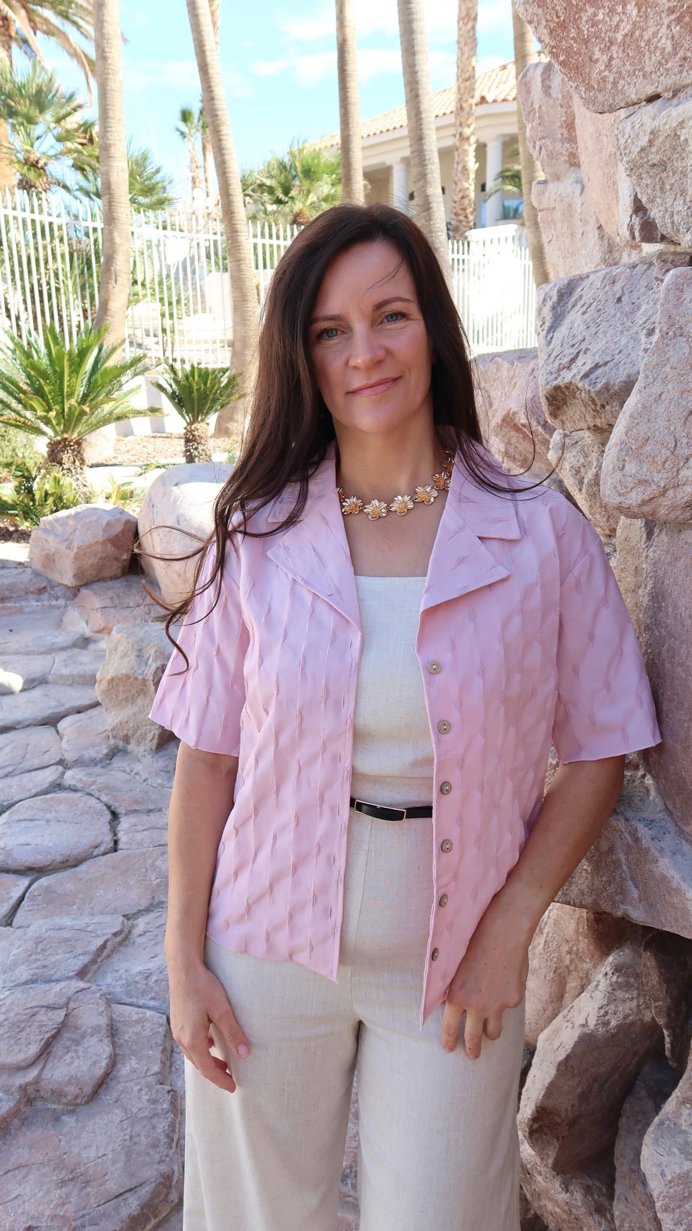Mauve Button-Down Top