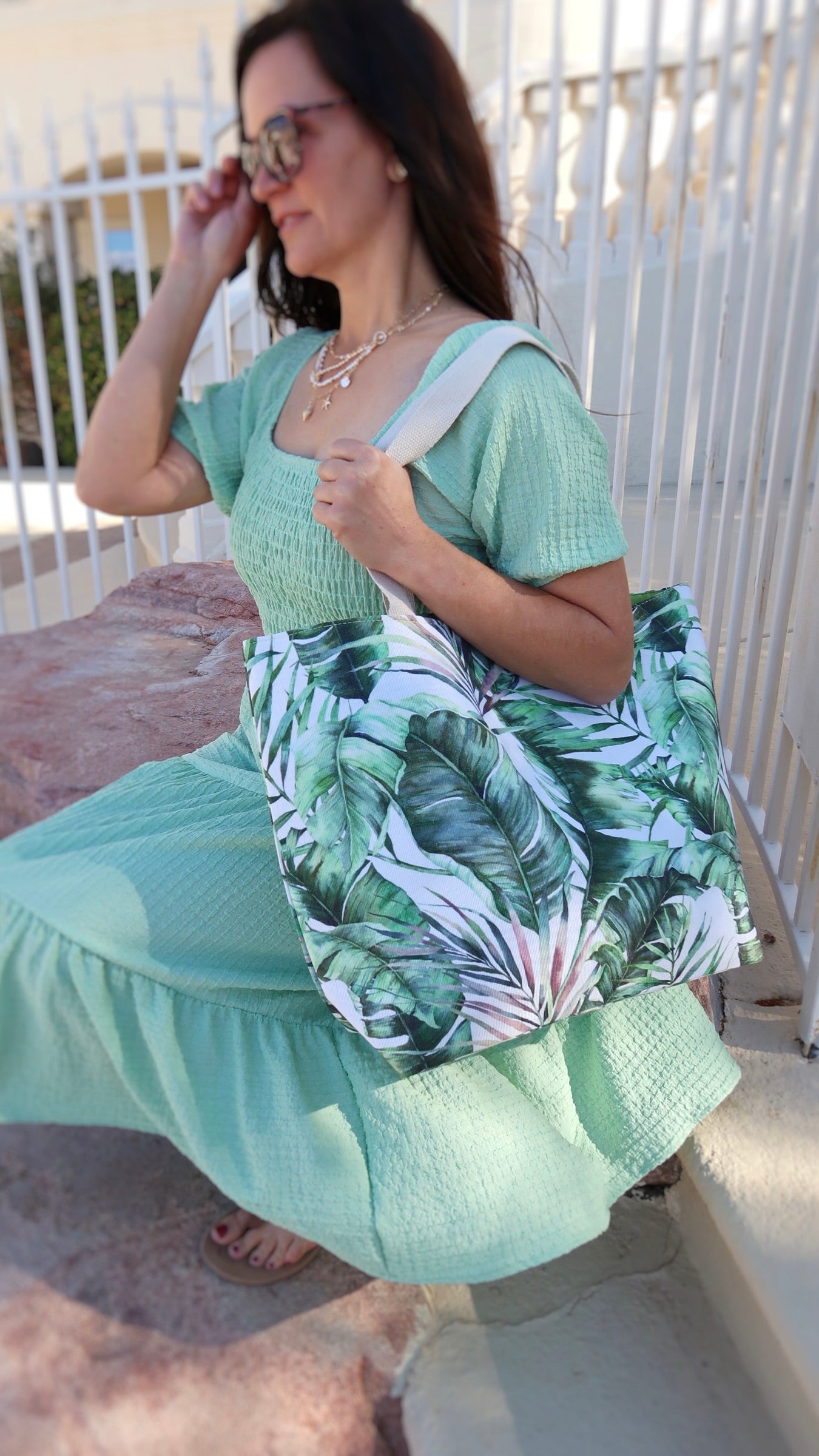 Tropical Leaf Canvas Bag
