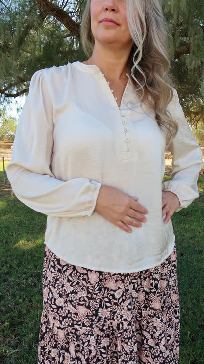 Champagne Satin Long sleeve Top