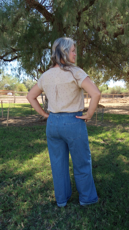 Comfy Denim Wide Leg Pants- Alohi Gold Apparel