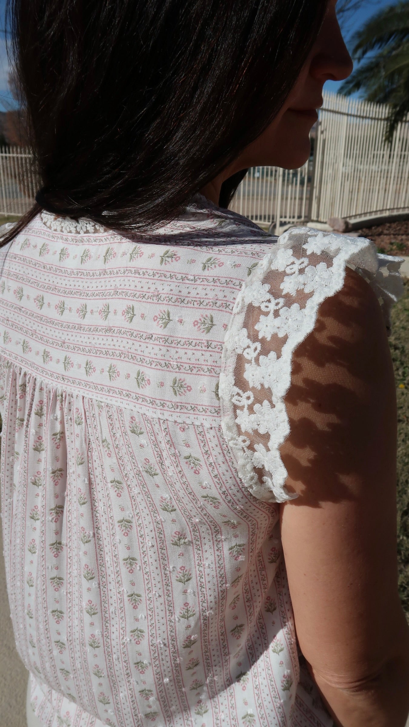 Floral Lace Trim Top