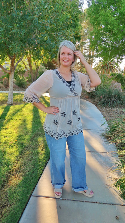 Delicate Embroidered Top-alohi Gold Apparel