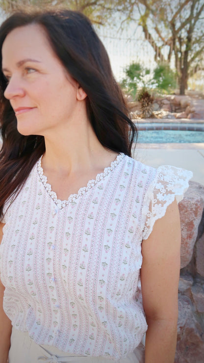 Floral Lace Trim Top