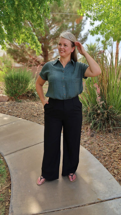 Forrest Green Button Down Top