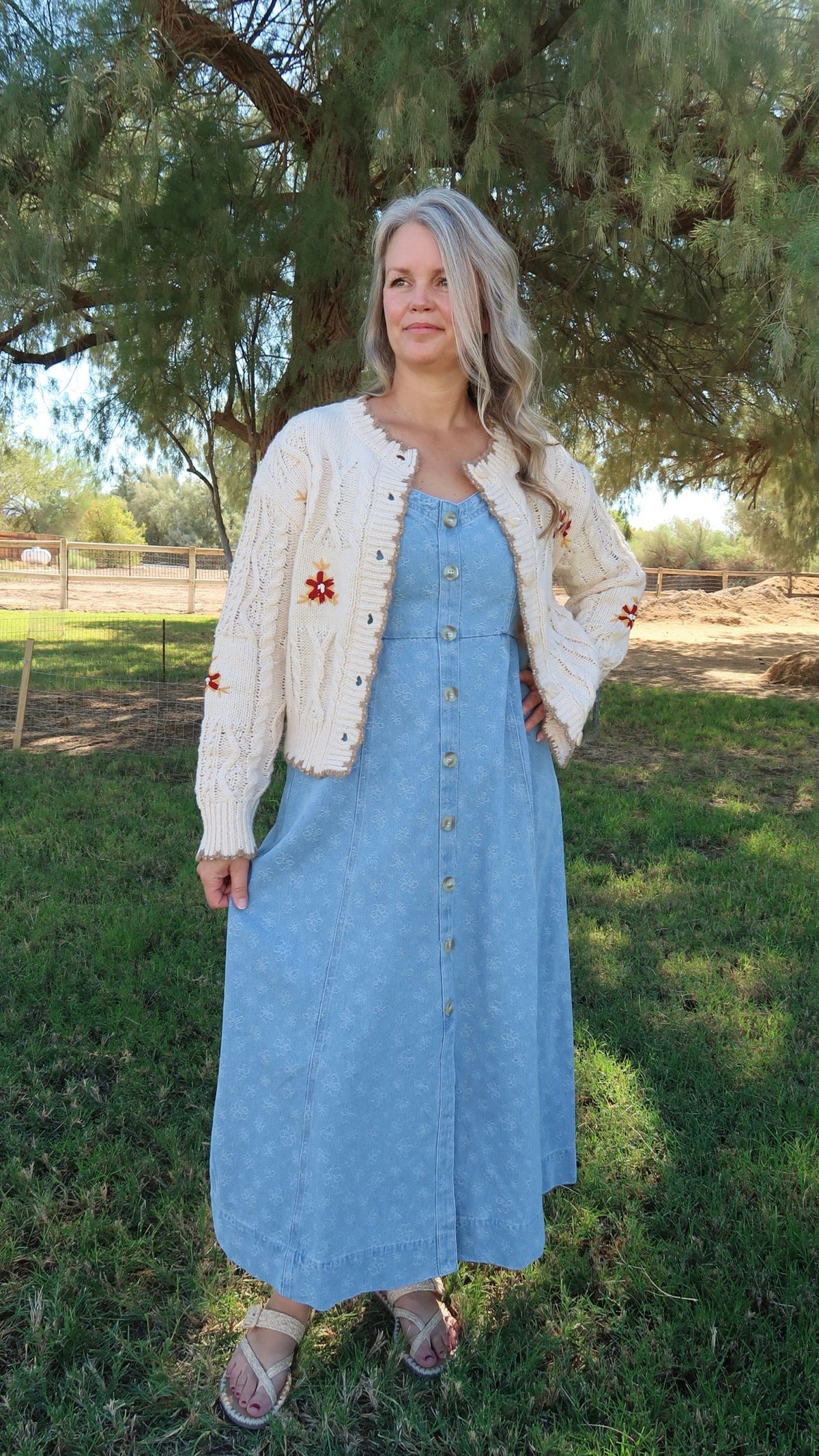 Cable Knit Cardigan With Scalloped Edging- Alohi Gold Apparel