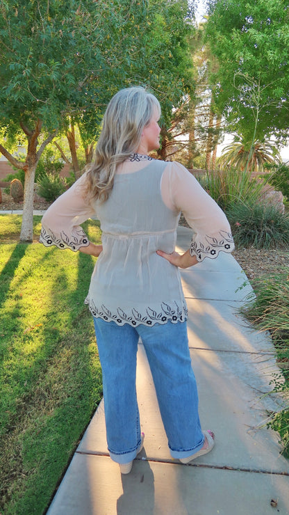 Delicate Embroidered Top-alohi Gold Apparel