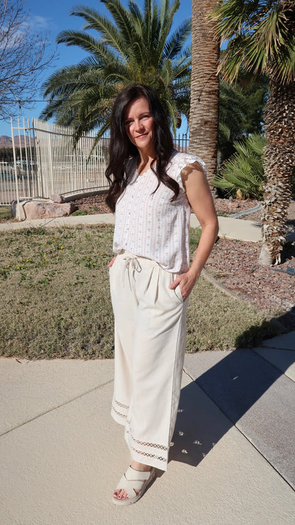 Floral Lace Trim Top