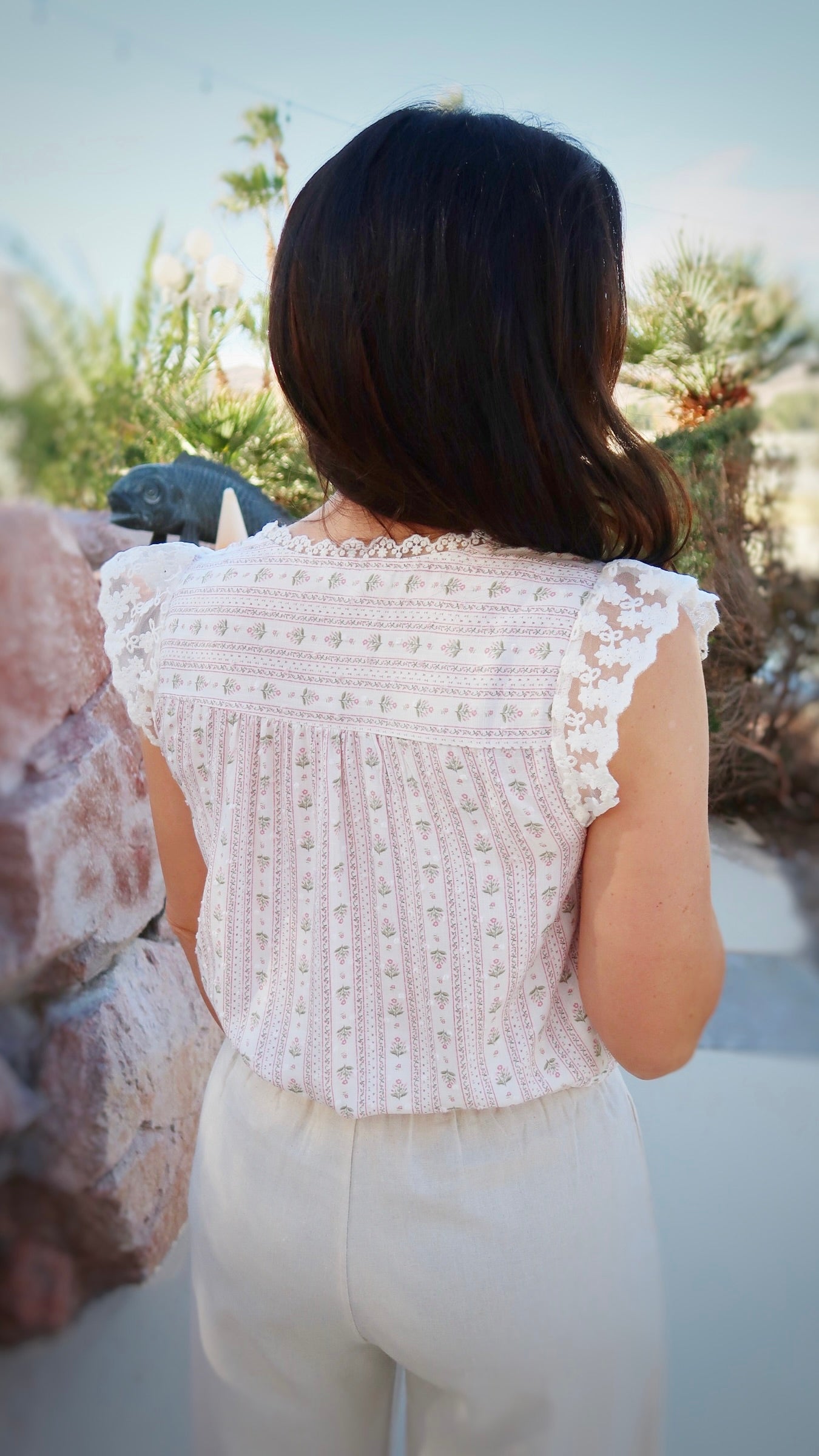 Floral Lace Trim Top