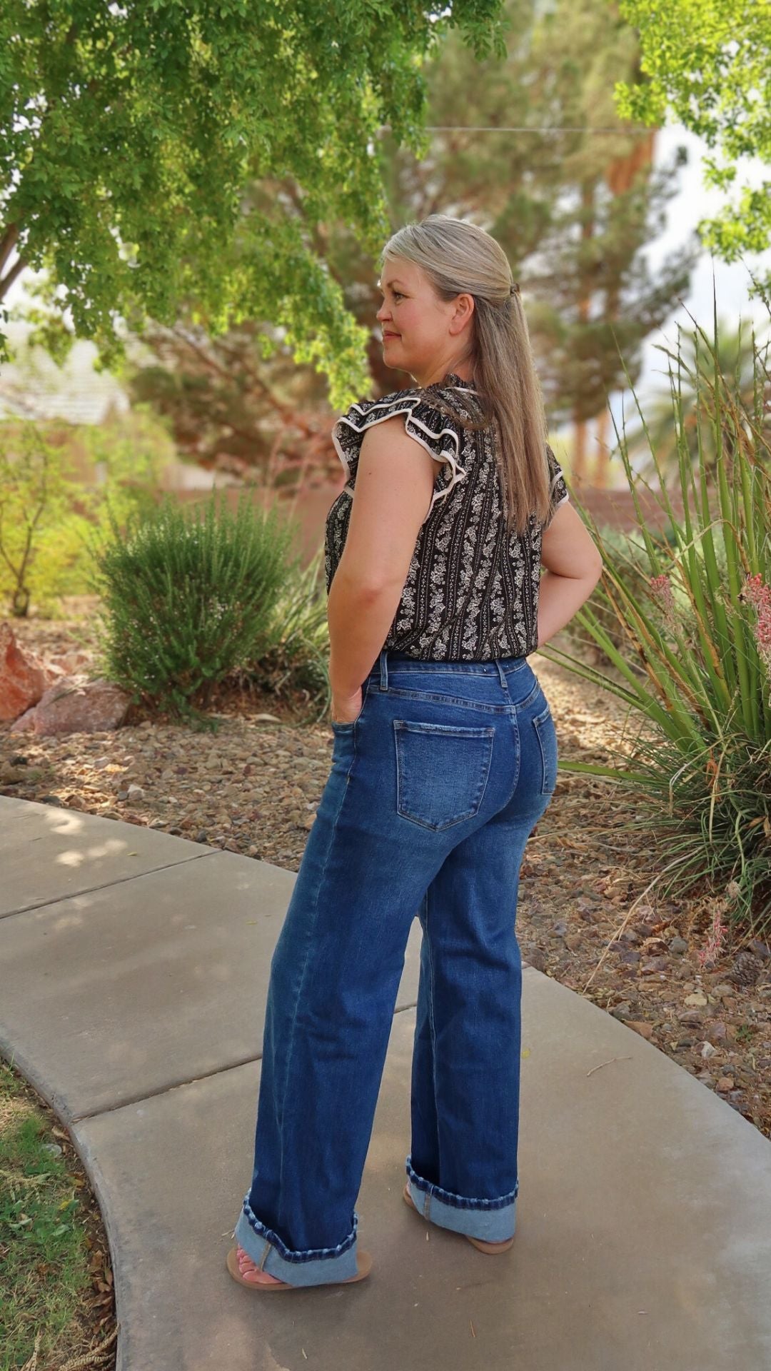 Black Floral Tie Front Top