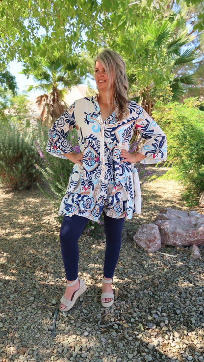 Dynamic Print Tunic Top- Alohi Gold Apparel