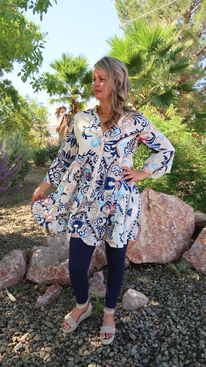 Dynamic Print Tunic Top- Alohi Gold Apparel