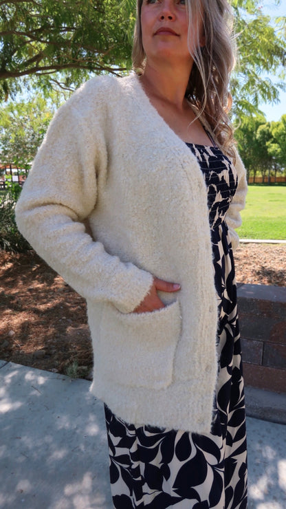 Buttoned Boucle Cardigan- Alohi Gold Apparel