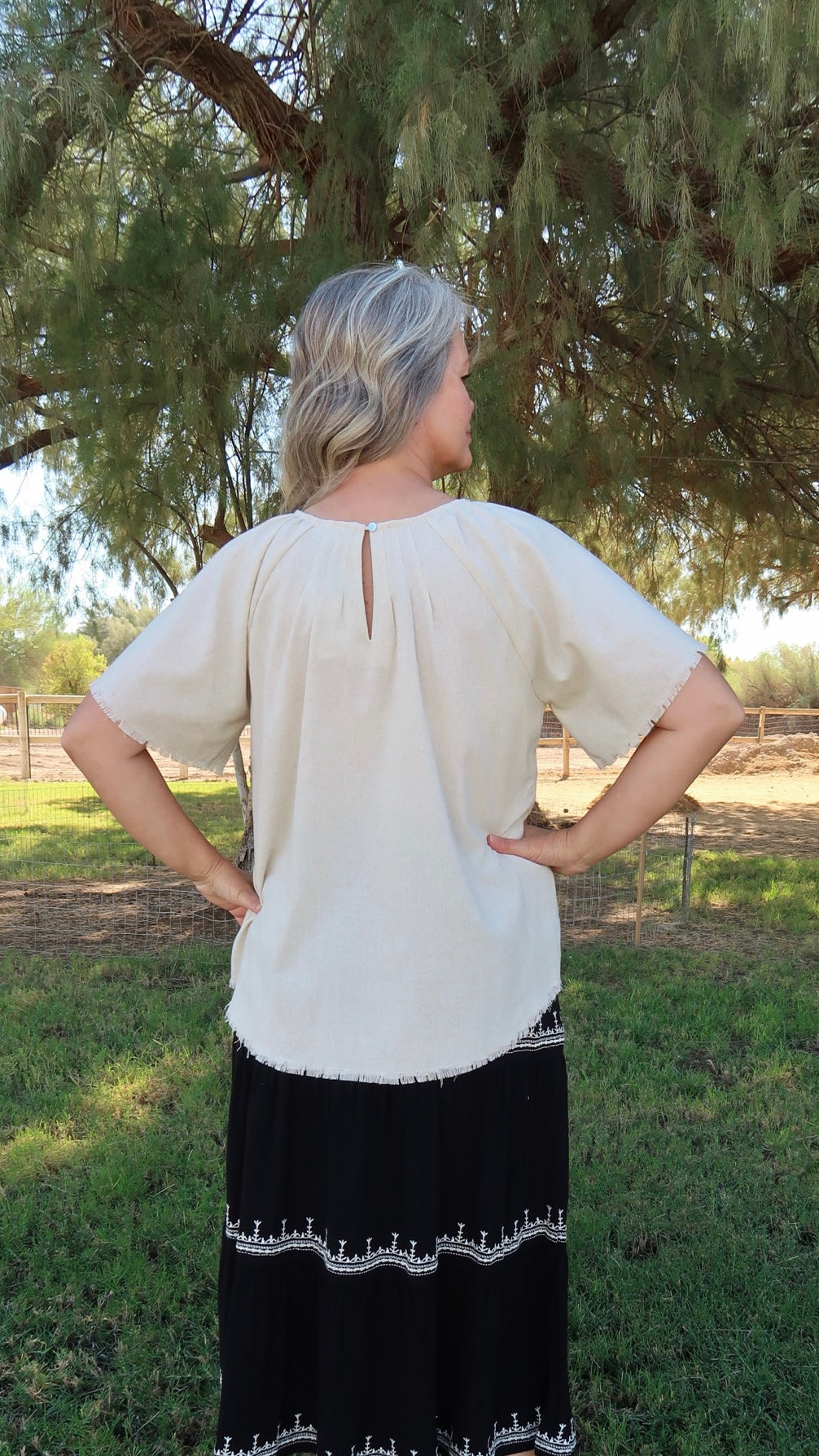 Raw Hem Linen Top- Alohi Gold Apparel