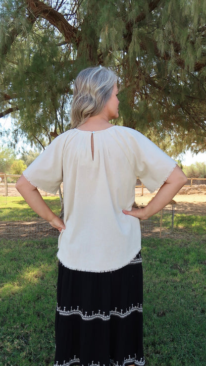 Raw Hem Linen Top- Alohi Gold Apparel