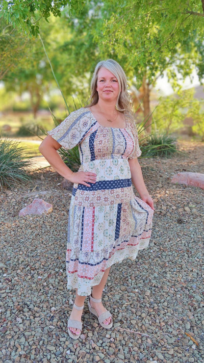 Multicolor fall festival midi dress – alohi gold apparel 