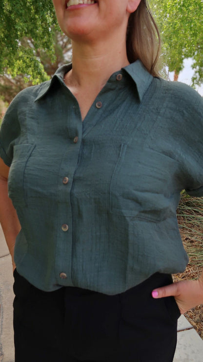 Forrest Green Button Down Top