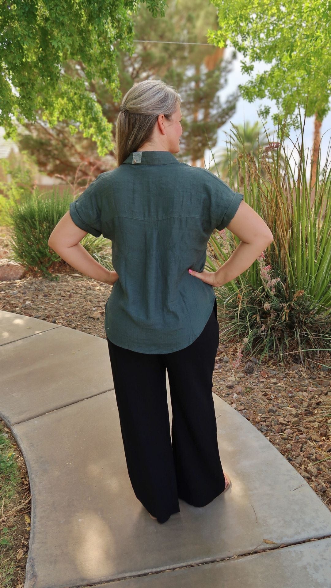 Forrest Green Button Down Top
