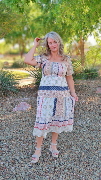 Multicolor fall festival midi dress – alohi gold apparel 