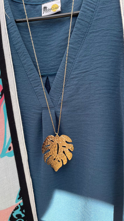 Gold Monsterra Leaf Necklace