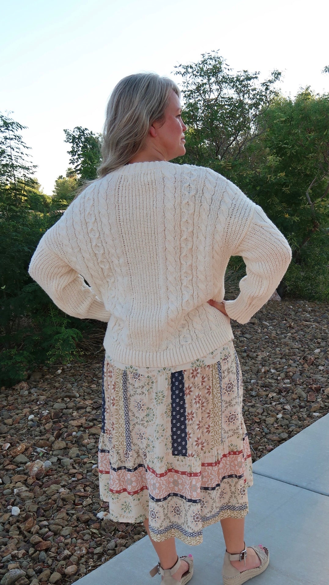 Winter White Cable Knit Sweater- Alohi Gold Apparel